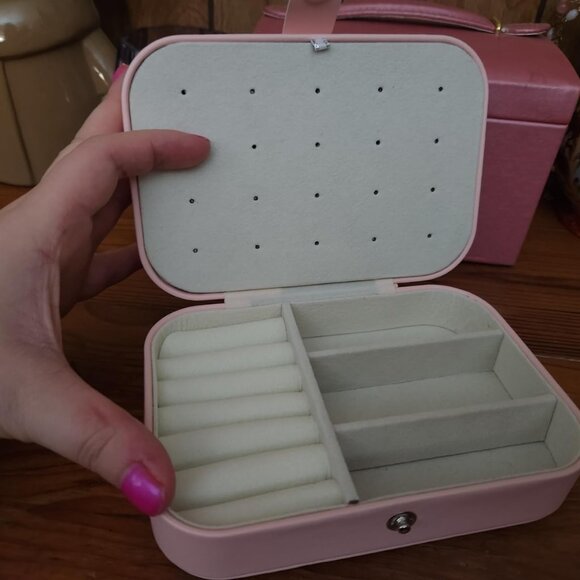 Women Jewelry Box Portable Mini Travel Case Display Storage Holder Boxes PINK - Picture 4 of 6